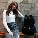 Black Cat Plush Toy Soft Kawaii Plushie Anime Pillows Lovely Cartoon Animal Stuffed Doll Girls Valentine Day Gifts Ornaments 6