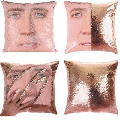 Magical Nicolas Cage Cushion Cover with Sequins Super Shining Reversible Color Changing Pillow Cover 40x40cm Home Car Decoraion 1