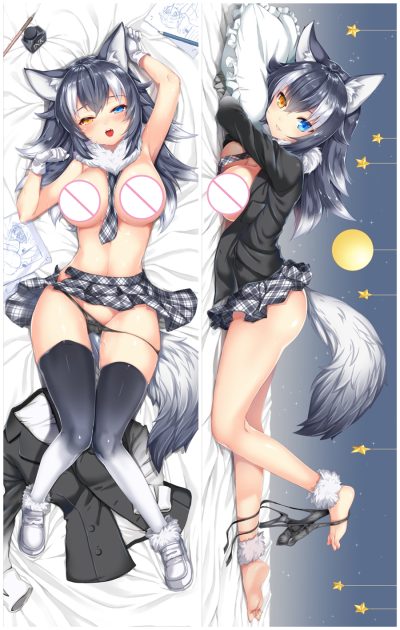 Dakimakura  Anime grey wolf (kemono friends)  Double-sided Print Life-size Body Pillow Cover Cute Naked 1